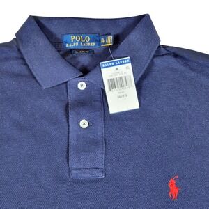 Polo Ralph Lauren Mens Long Sleeve Polo Shirt Navy Blue Red Pony Logo Size 2XL
